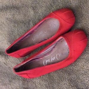 Toms Red Canvas Flats
